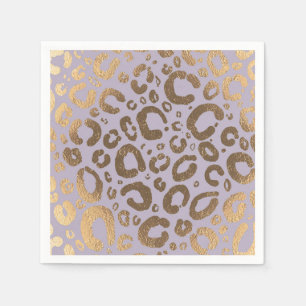Lavender Gold Cream Glam Leopard Print Baby Shower Napkins