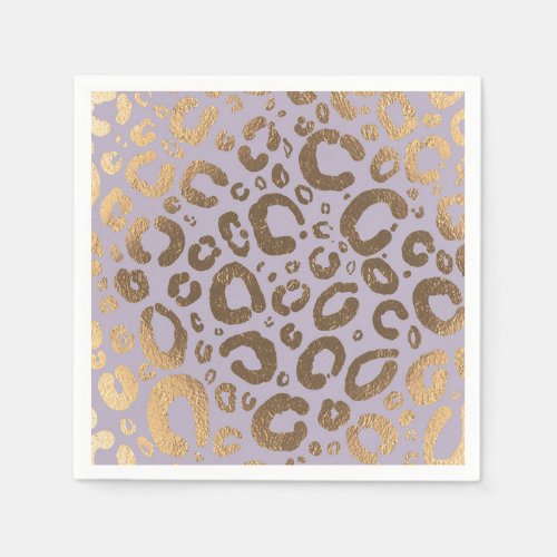 Lavender Gold Cream Glam Leopard Print Baby Shower Napkins