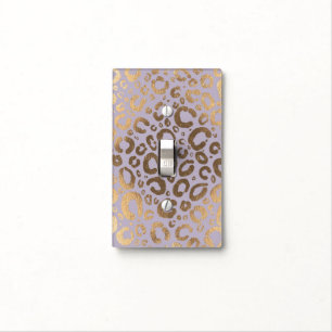 Lavender Gold Cream Glam Leopard Print Light Switch Cover