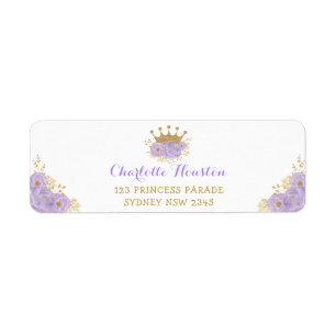 Lavender Gold Crown Princess Royal Floral Label