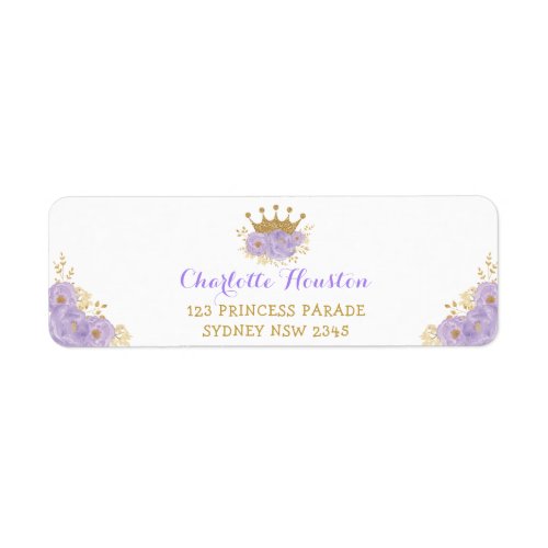 Lavender Gold Crown Princess Royal Floral Label