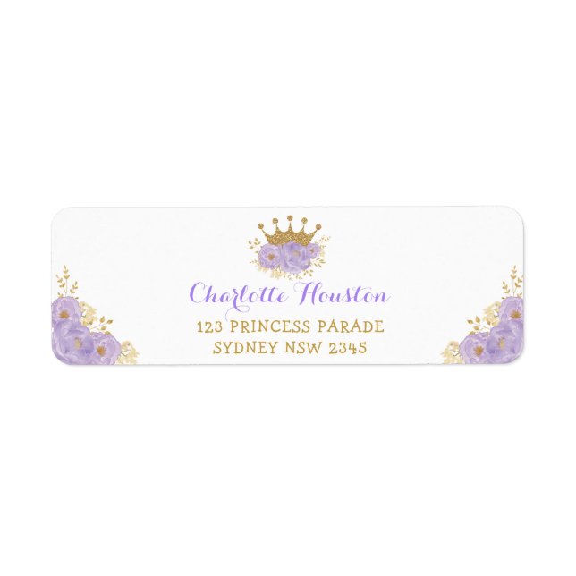 Lavender Gold Crown Princess Royal Floral Label (Front)