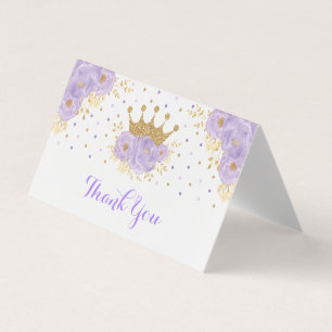 Lavender Gold Crown Princess Shower Thank You