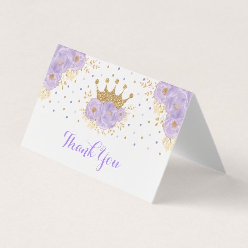 Lavender Gold Crown Princess Shower Thank You