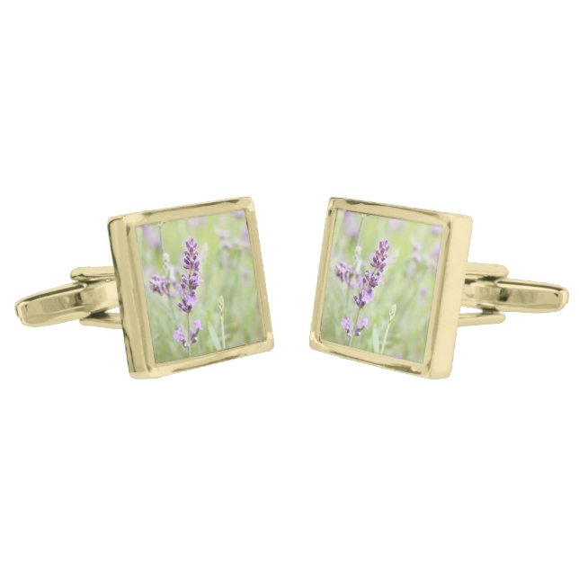 Lavender Gold Cufflinks (Angled)