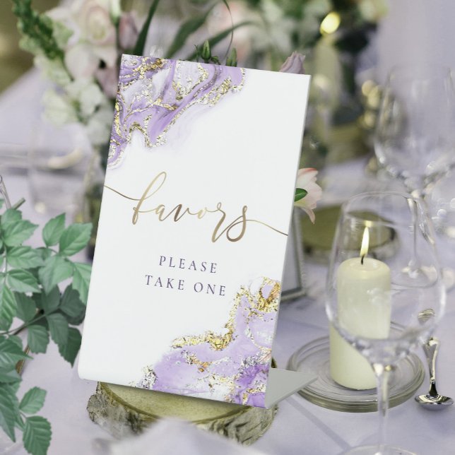 lavender gold favors pedestal sign (Creator Uploaded)