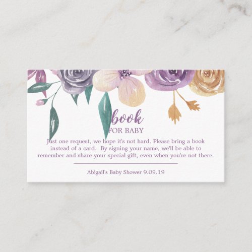 Lavender  Gold Floral Cross First Holy Communion Enclosure Card