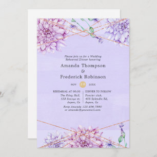 Lavender & Gold Floral Geometric Rehearsal Dinner Invitation