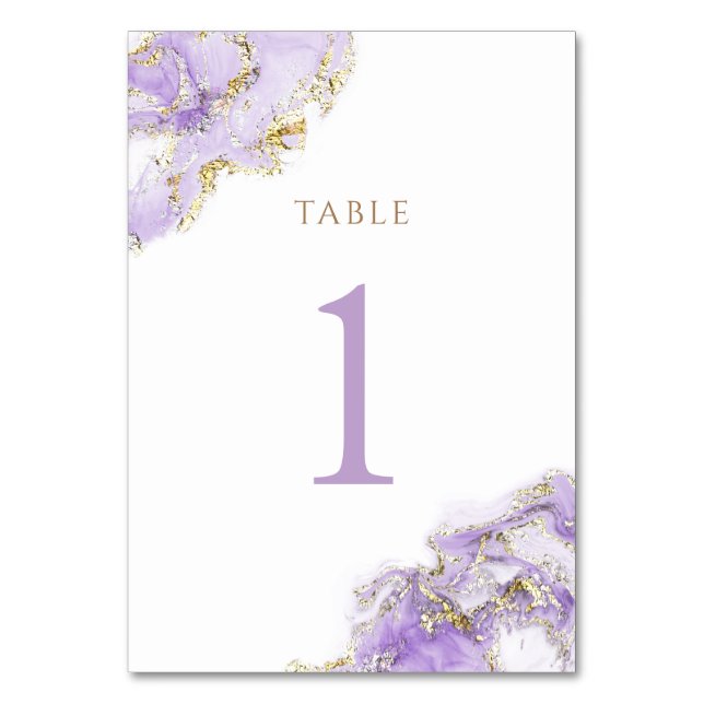 lavender gold fluid marble Table Number 1 (Front)