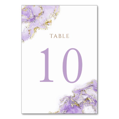 lavender gold fluid marble Table Number 10
