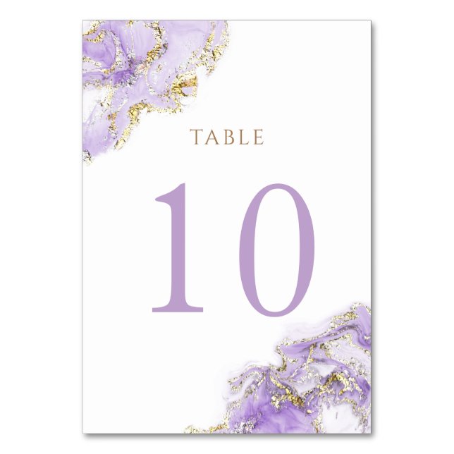 lavender gold fluid marble Table Number 10 (Front)