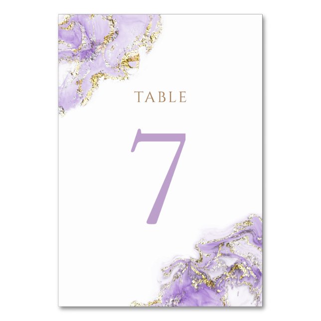 lavender gold fluid marble Table Number 7 (Front)