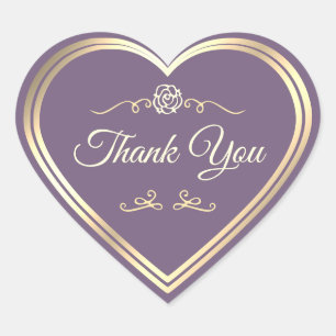 Lavender Gold Frame with Vintage Rose Thank You Heart Sticker