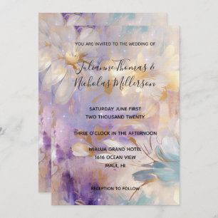 Lavender Gold Glam Floral Wedding Invitation