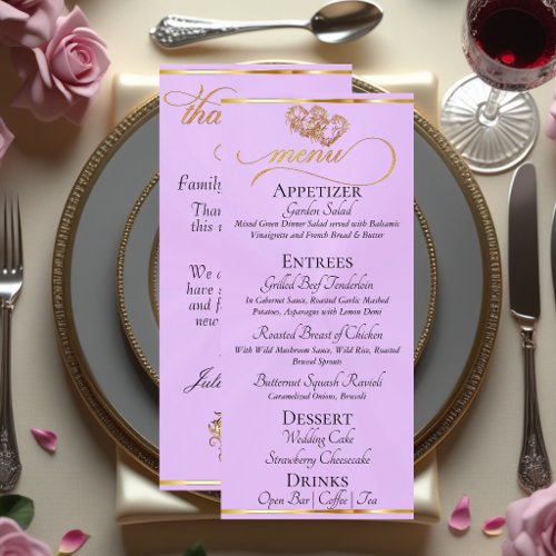 Lavender/Gold - Hearts & Thank You Menu