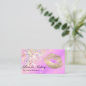 Lavender Gold Lip Gloss Makeup Artist Glitter Business Card (Standing Front)