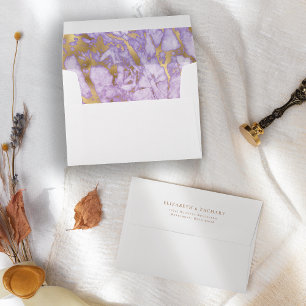 Lavender Gold Marble Wedding Envelope