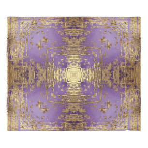 Lavender Gold Metallic Kaleidoscope Duvet Cover