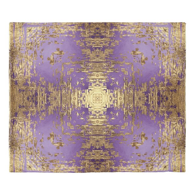 Lavender Gold Metallic Kaleidoscope Duvet Cover (Front)