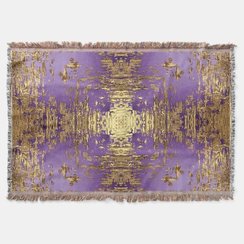 Lavender Gold Metallic Kaleidoscope Throw Blanket