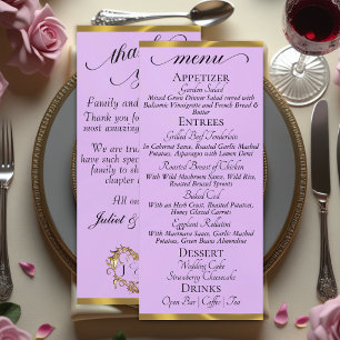 Lavender/Gold - Monogram & Thank You Menu