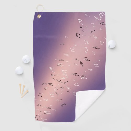 Lavender Gold Moon Musical Notes Golf Towel
