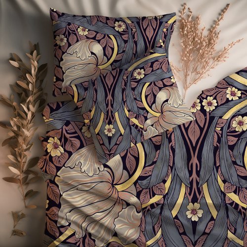 Lavender Gold Pimpernel Vintage William Morris Duvet Cover