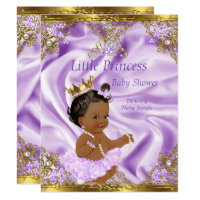 Lavender Gold Princess Baby Shower Ethnic Girl Card
