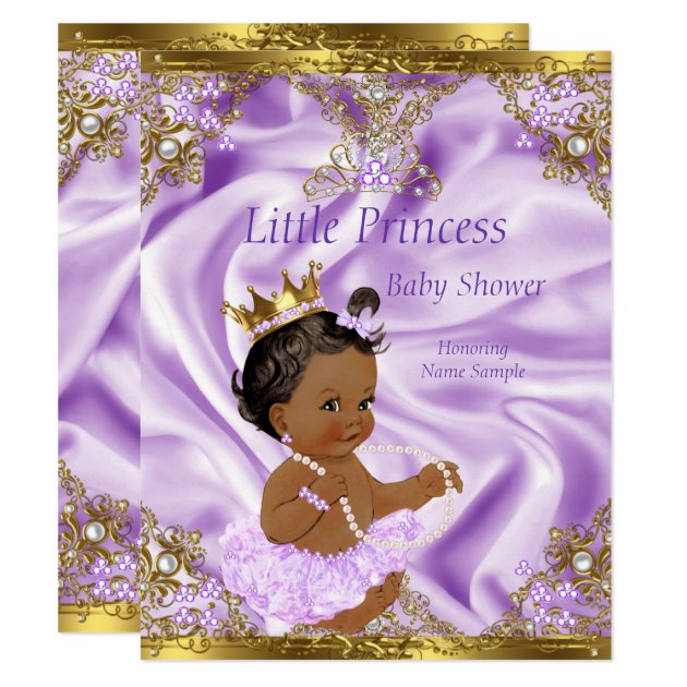 Lavender Gold Princess Baby Shower Ethnic Girl Invitation