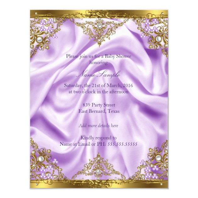 Lavender Gold Princess Baby Shower Ethnic Girl Invitation