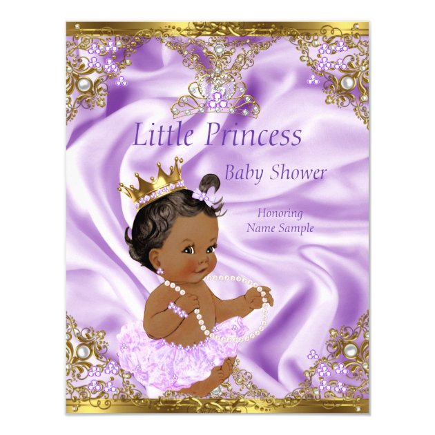 Lavender Gold Princess Baby Shower Ethnic Girl Invitation