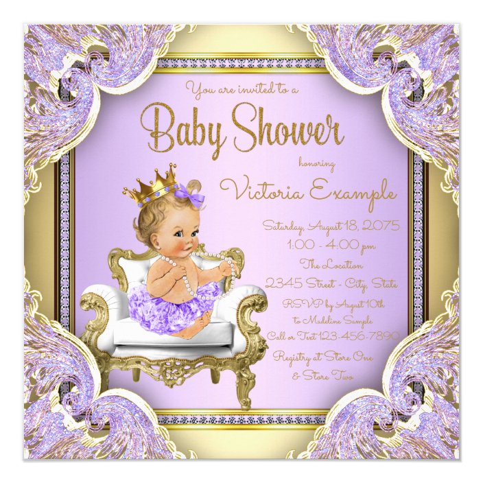 lavender and gold baby shower invitations