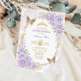 DIY Light Purple Gold Quince Scroll Invitations