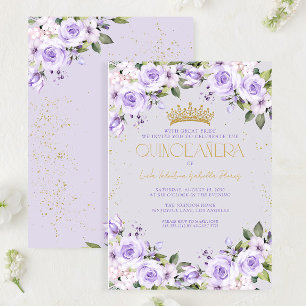 Lavender Gold Quinceañera Mis Quince 15 Años Invitation