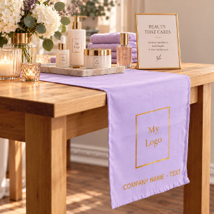 Lavender gold salon business logo short table runner
