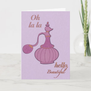 Lavender &  Gold Vintage Perfume Birthday Card 