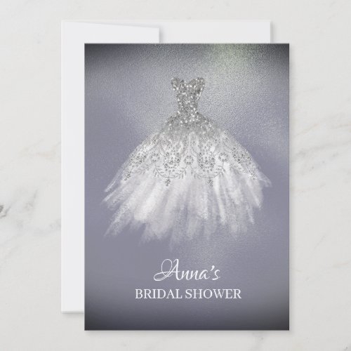  Lavender Gold White Gown Dress Bridal Shower Invitation