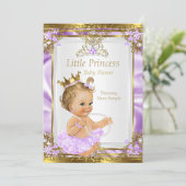 Lavender Gold White Princess Baby Shower Blonde Invitation (Standing Front)