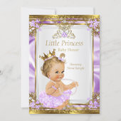 Lavender Gold White Princess Baby Shower Blonde Invitation (Front)