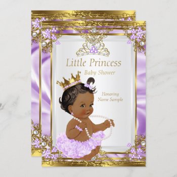 Lavender Gold White Princess Baby Shower Ethnic Invitation by VintageBabyShop at Zazzle