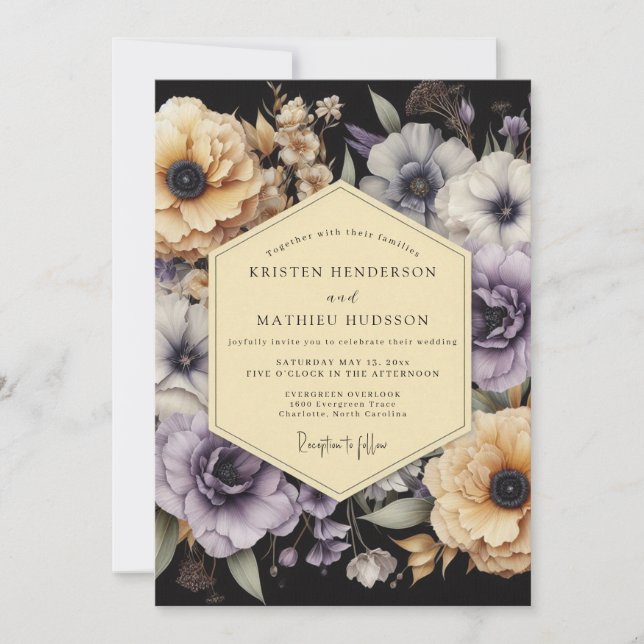 Lavender Golden Nocturne Wedding Invitation (Front)