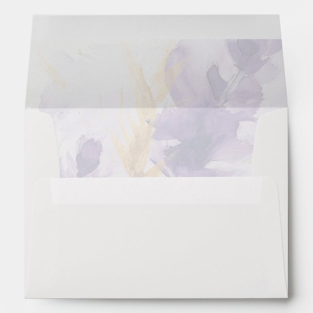 Lavender Golden Watercolor Floral Envelope (Back (Bottom))