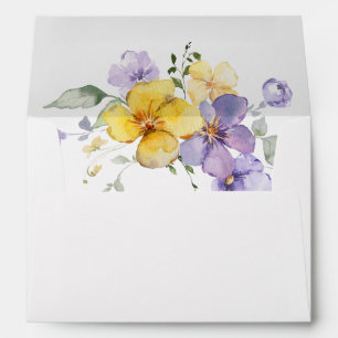 Lavender Golden Yellow Floral Wedding Invitation Envelope