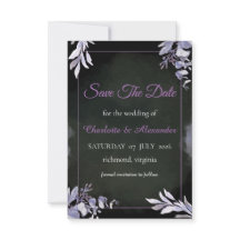 Lavender Gothic Floral Save The Date Card