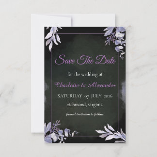 Lavender Gothic Floral Save The Date Card