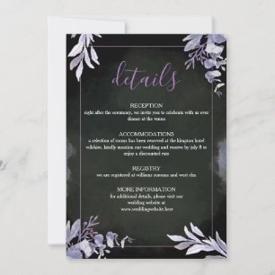 Lavender Gothic Floral Wedding Details Card