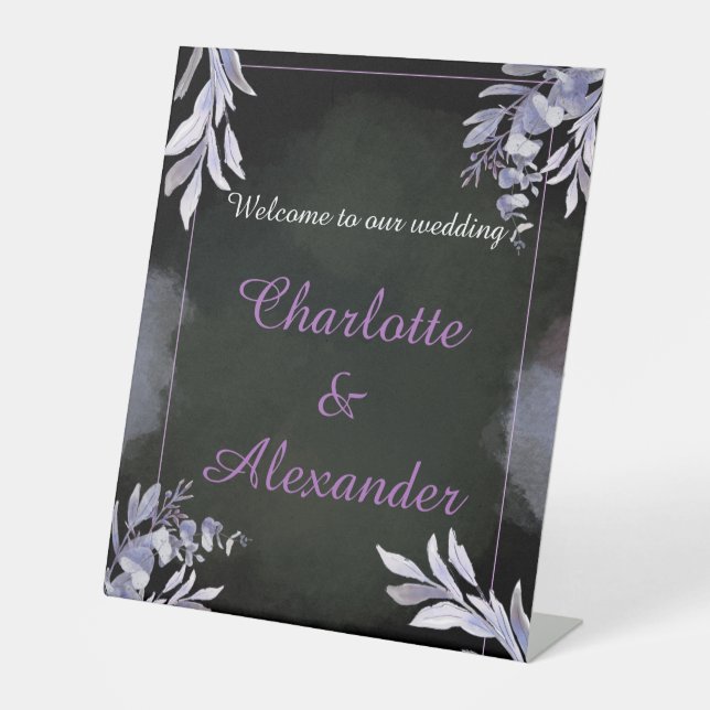 Lavender Gothic Floral Wedding Welcome Sign (Front)