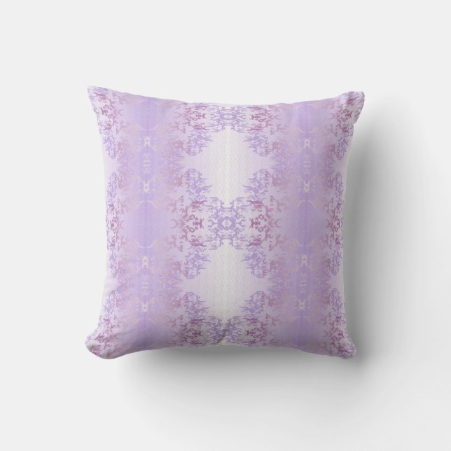 Lavender Grace Damask Throw Pillow (Front)
