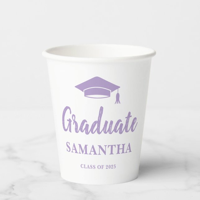 Lavender Graduation  Paper Cups (Front)