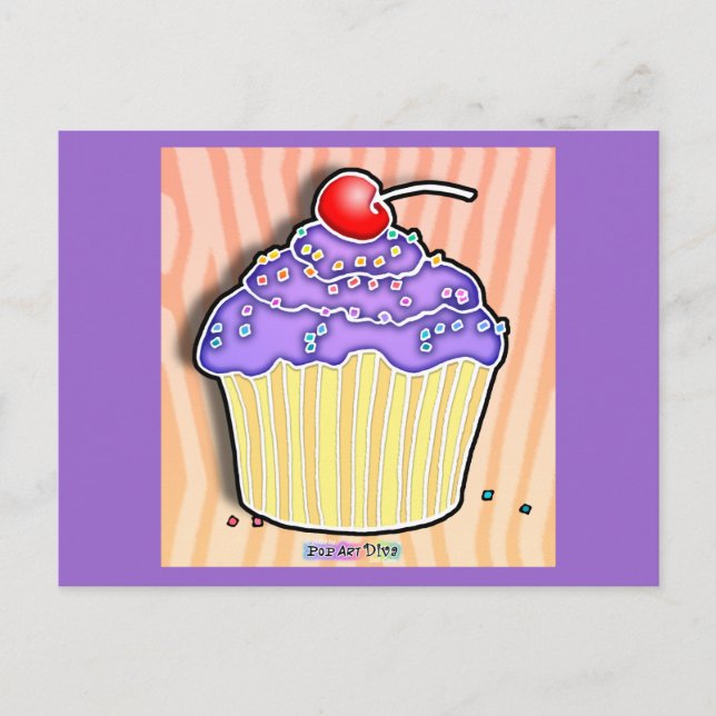 Lavender Grape Frosted CUPCAKE POSTCARD (Front)